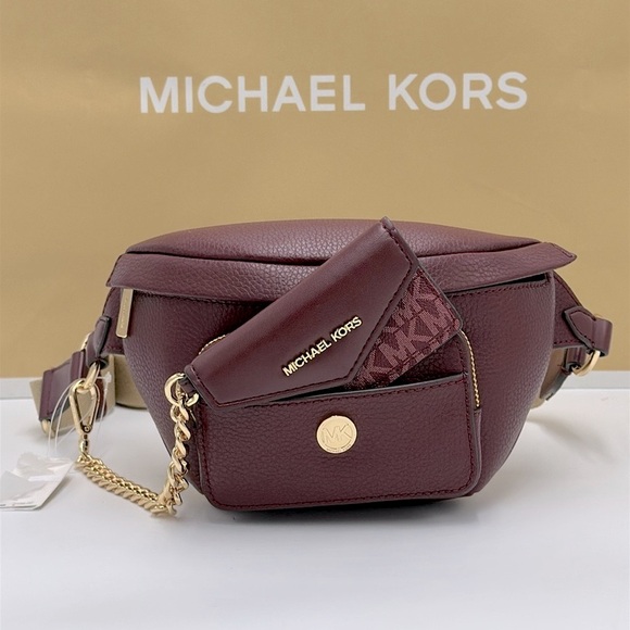 Michael Kors Maisie 2 In 1 Small Leather Waist pack Fanny pack Bag (Oxblood) MK - Picture 2 of 16